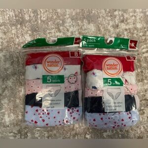 Wonder Nation Girls' Briefs 5-Pack - Red, Pink, Blue, White bundle of 2 size 8